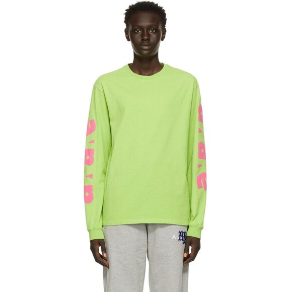 Awake NY Block Out Logo Long Sleeve T-Shirt Size M Mens Green $70 - Picture 1 of 14